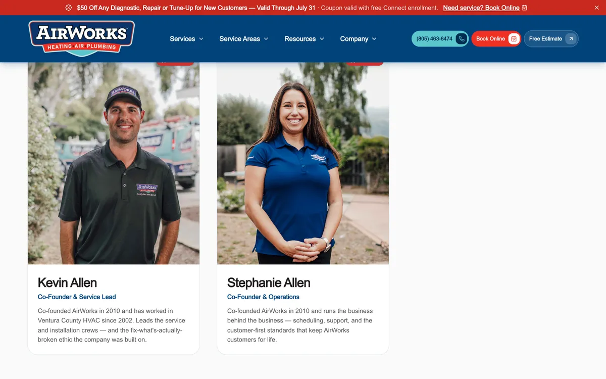 Fleet & Team Page on AirWorks Solutions, Inc.'s website