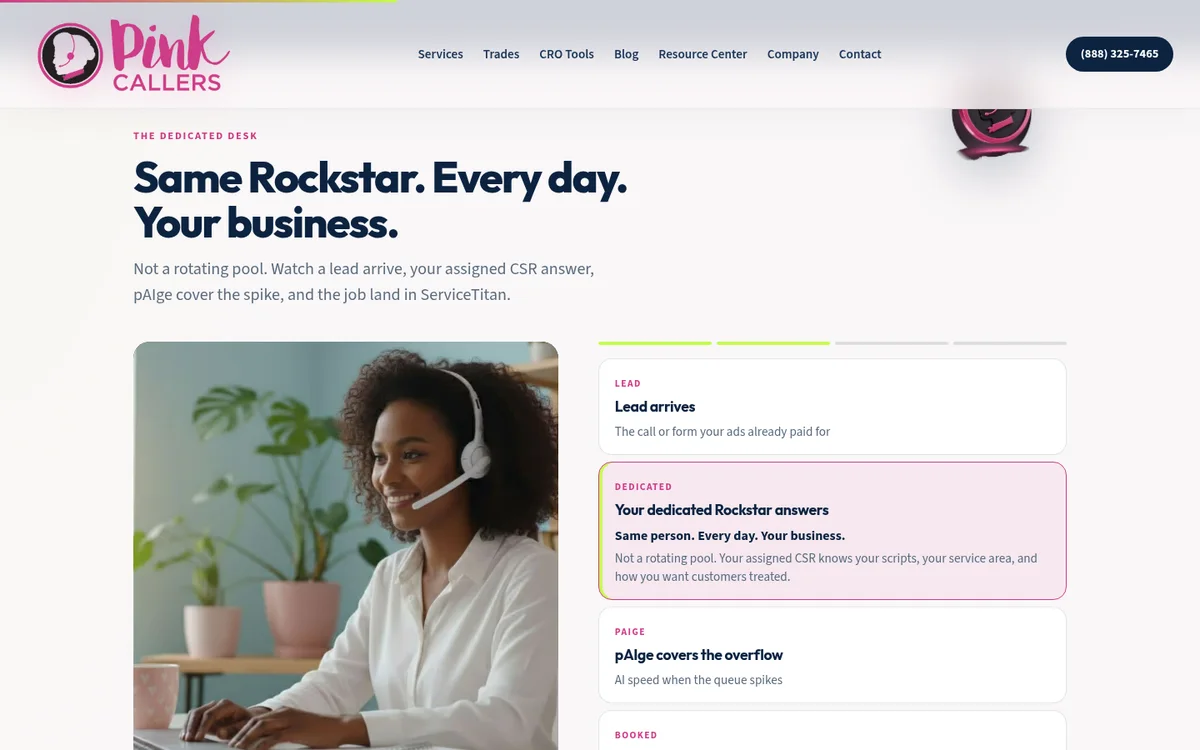 Hear the Desk on Pink Callers's website