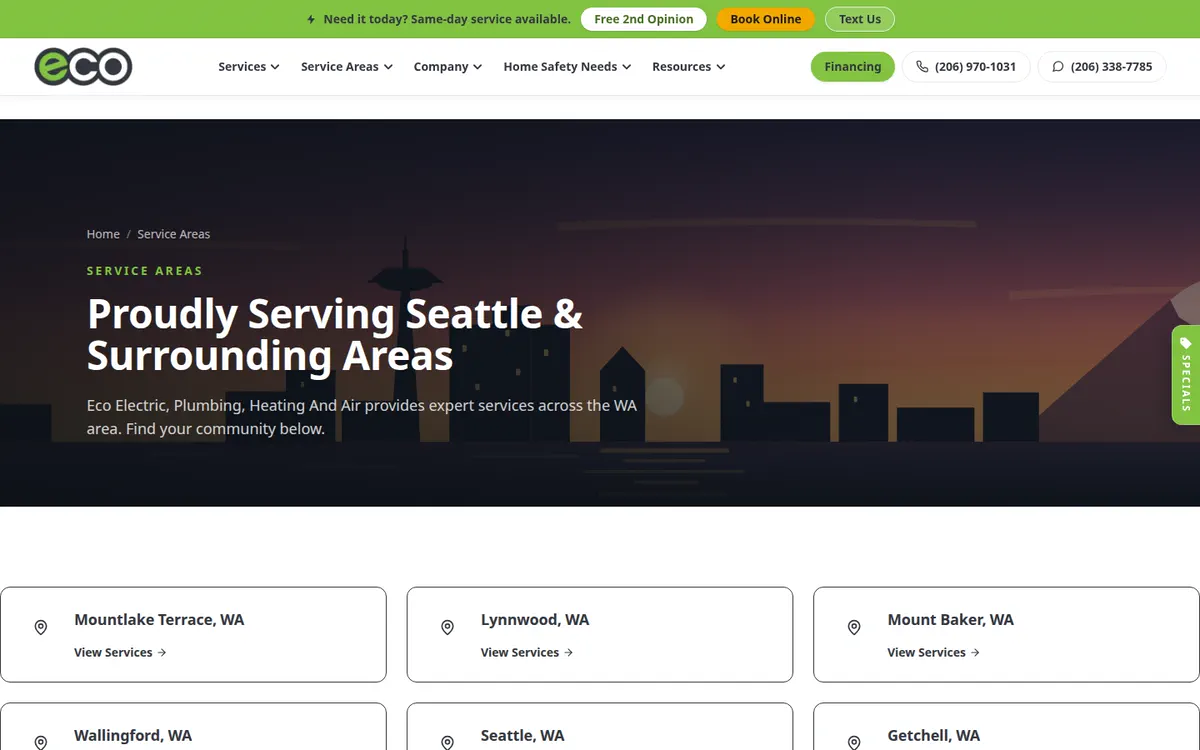 Hyper Local SEO Boost on Eco Electric, Plumbing, Heating & Air's website