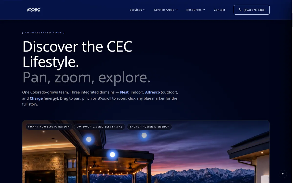 Interactive Products & Services Explorer on CEC Lifestyles's website