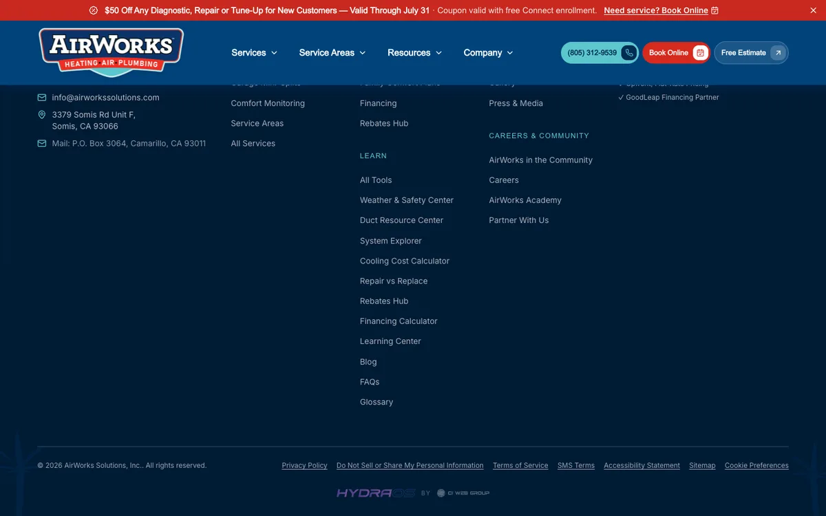 Live Weather & Safety Center on AirWorks Solutions's website