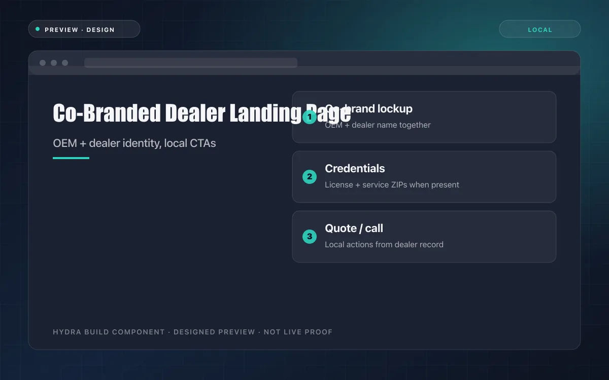 Co-Branded Dealer Landing Page — designed preview