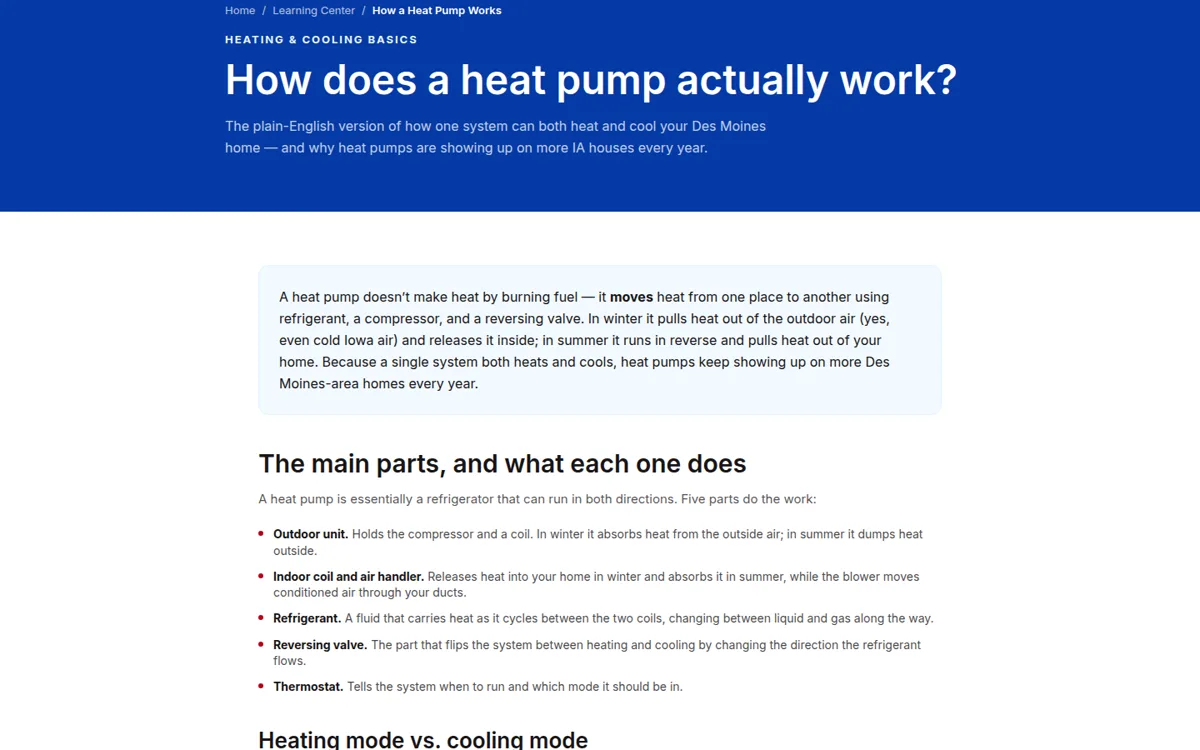 Product Diagram — How It Works on All Seasons HVAC's website