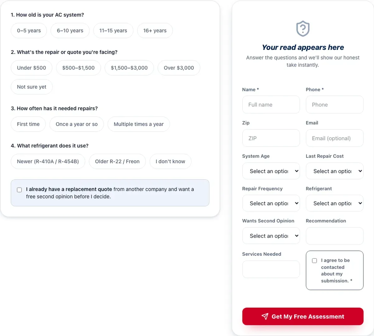Repair or Replace Decision Tool on Air It Up Air Conditioning & Heating's website