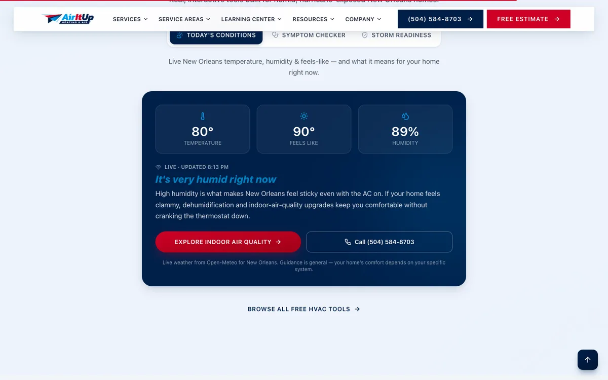 Storm Readiness Scorecard on Air It Up Air Conditioning & Heating's website