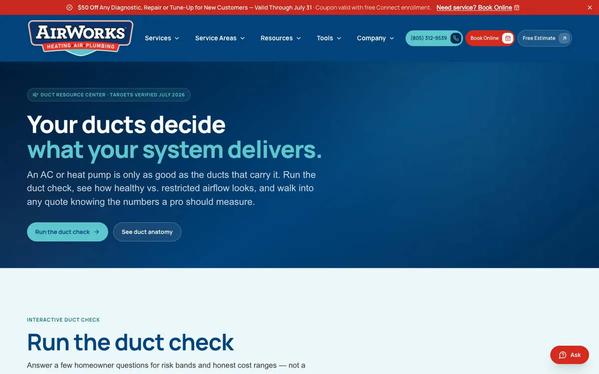 Screenshot: Duct Resource Center on AirWorks Solutions