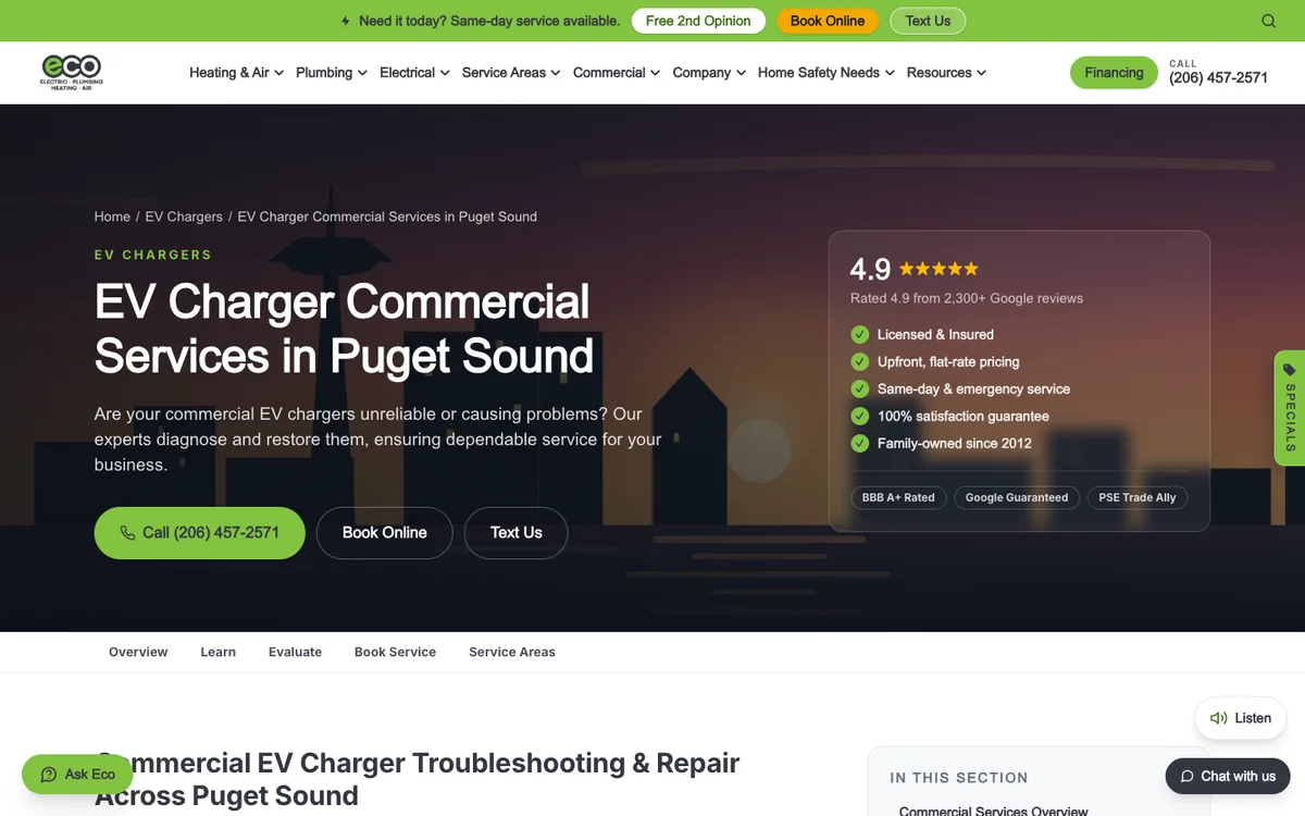 Screenshot: EV charger (commercial services) on Eco Electric, Plumbing, Heating & Air