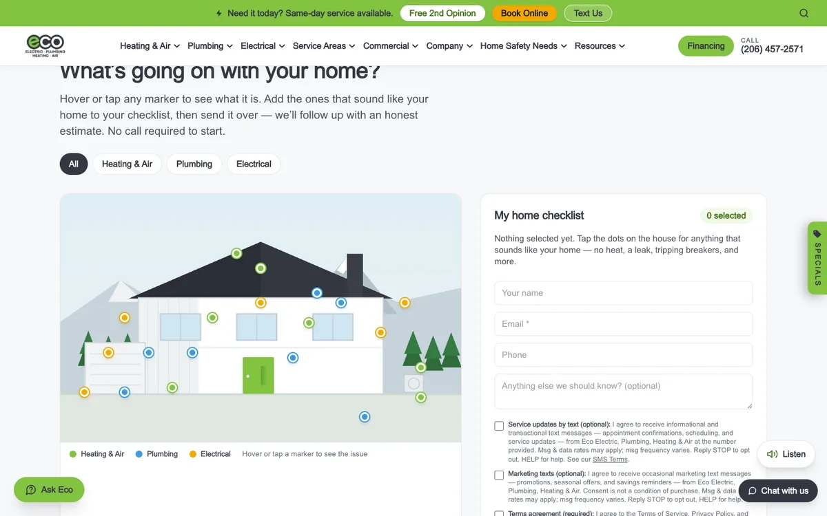 Screenshot: Home Rapid Checklist on Eco Electric, Plumbing, Heating & Air