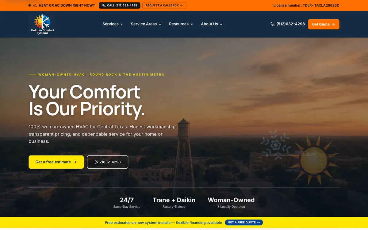 Screenshot: Scratch & Save interactive promos on Holman Comfort Systems
