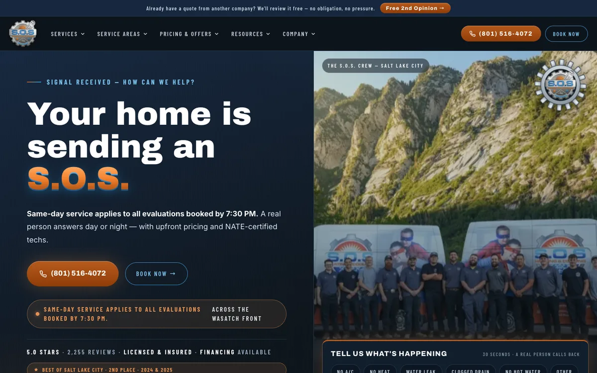 Screenshot: Pricing with rebates, promos & financing (detailed) on SOS Air Utah