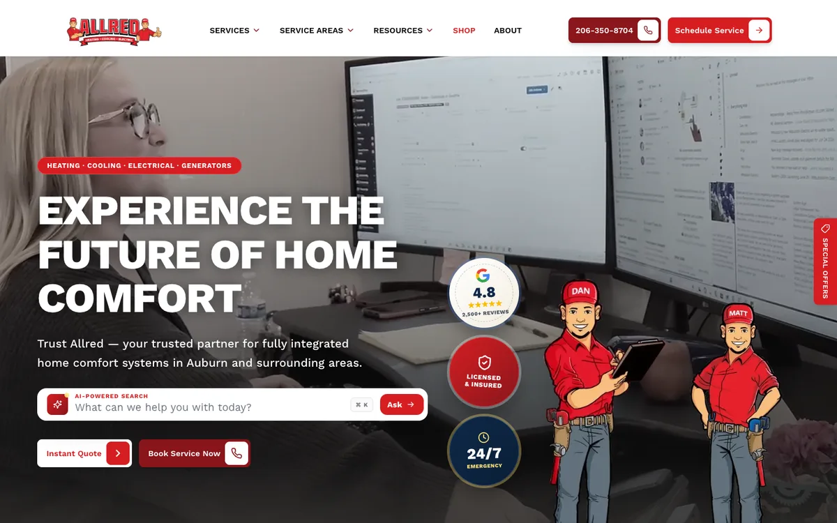 Screenshot: AI site search on Trust Allred