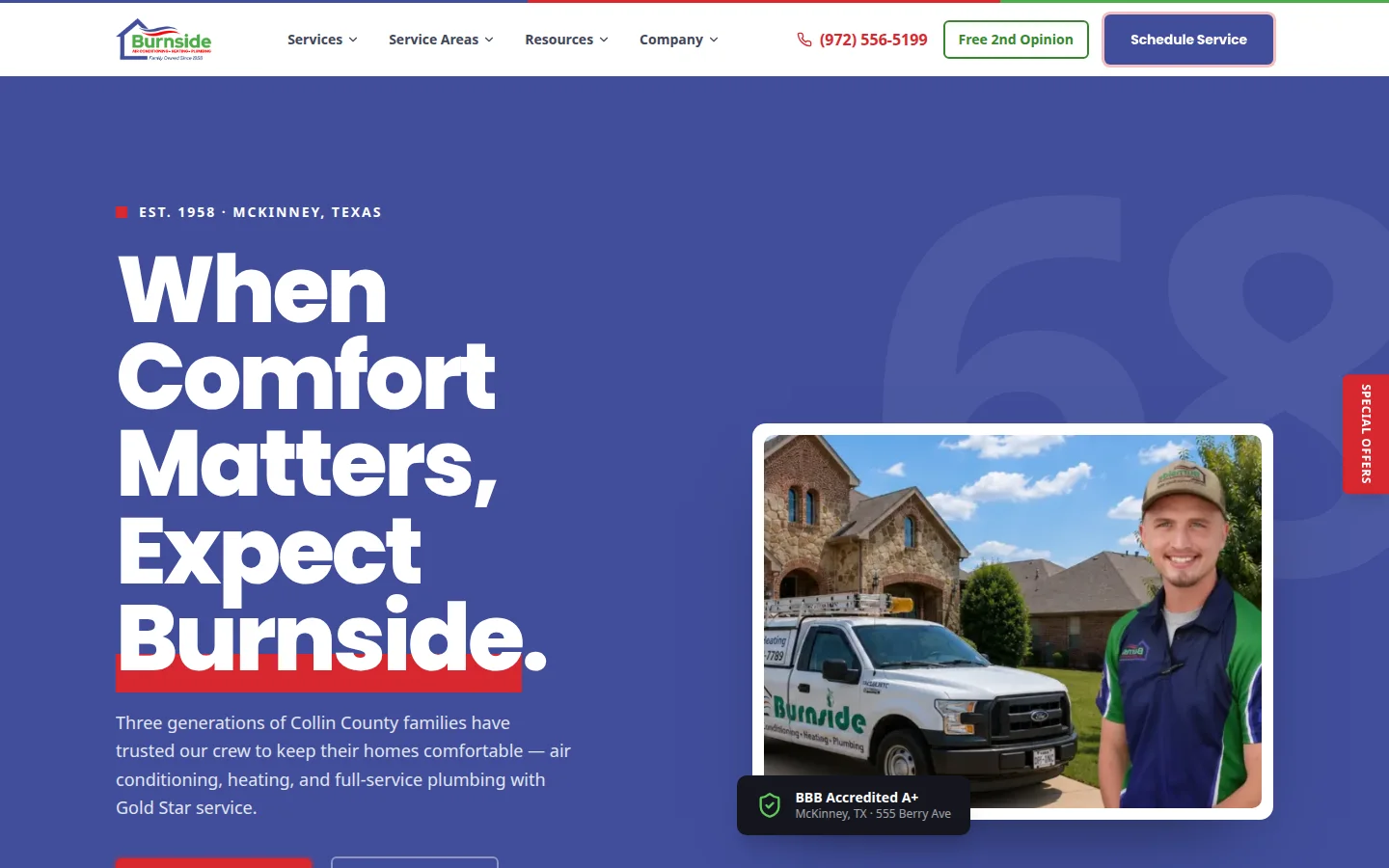 Burnside Air Conditioning Heating and Plumbing Hydra OS website