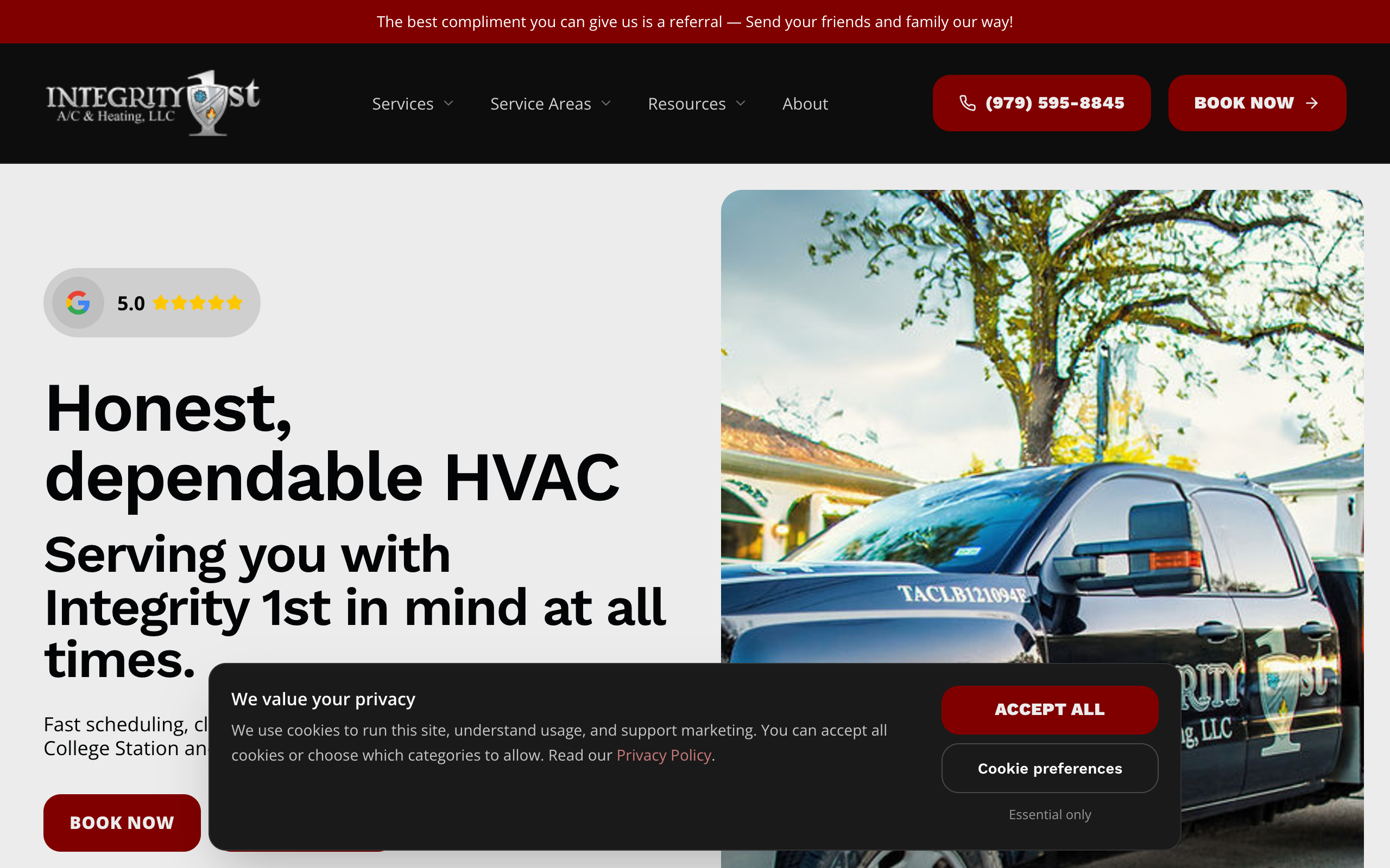 Integrity 1st AC & Heating website