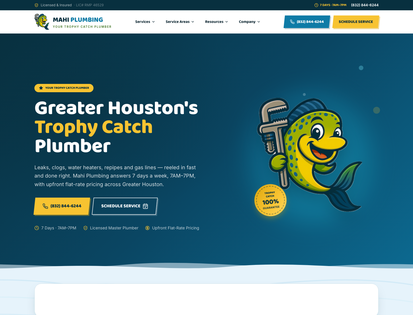 Mahi Plumbing staged Hydra OS website preview