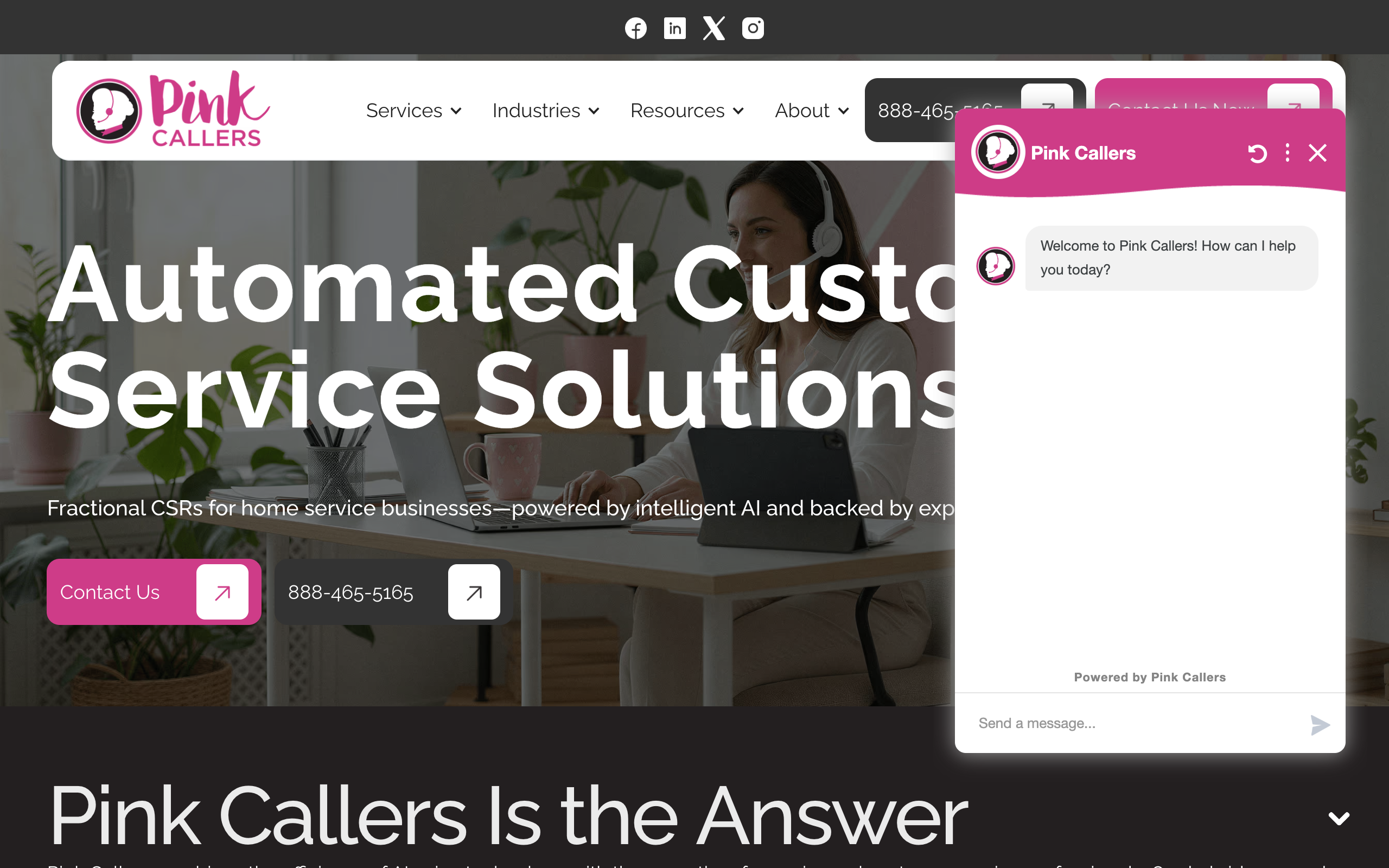 Pink Callers website