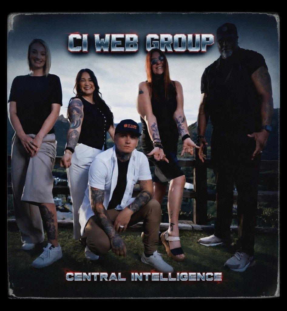 A stylized 'CI Web Group — Central Intelligence' team graphic