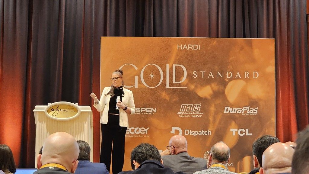 The HARDI Gold Standard awards stage set with manufacturer logos