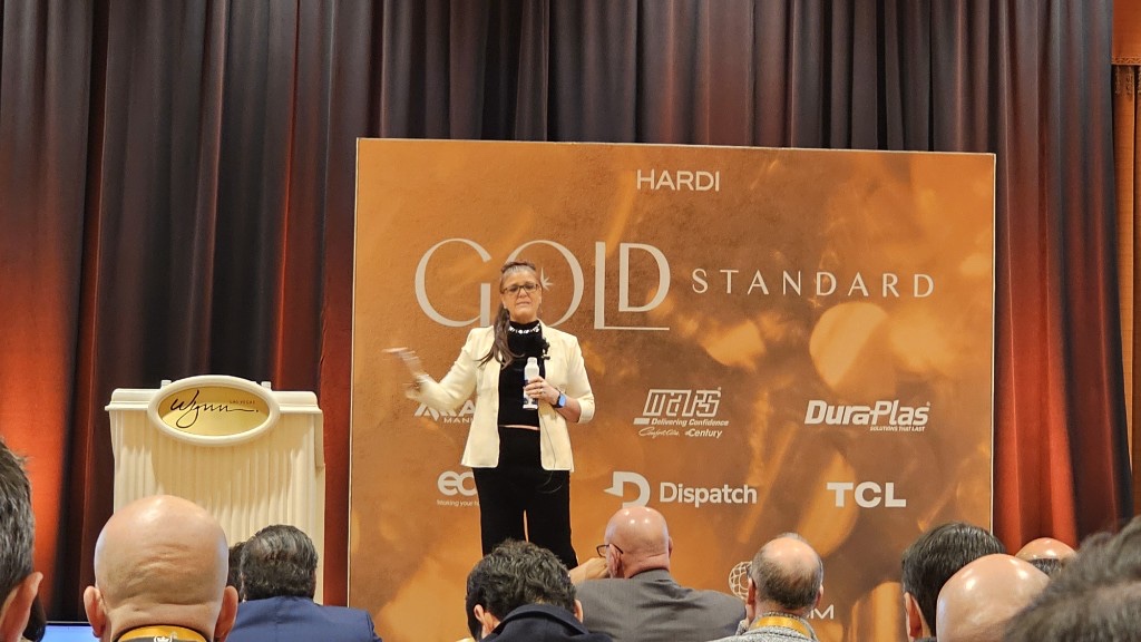 Jennifer Bagley keynoting on the HARDI Gold Standard stage