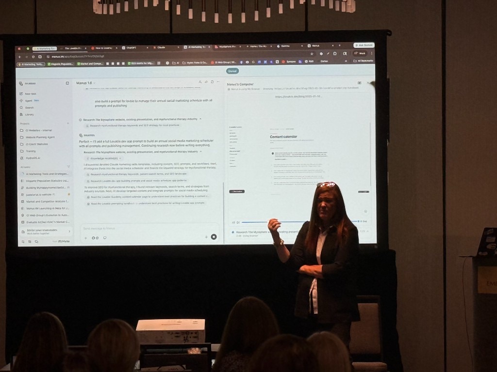Live AI agent demo on stage at a trades-industry event