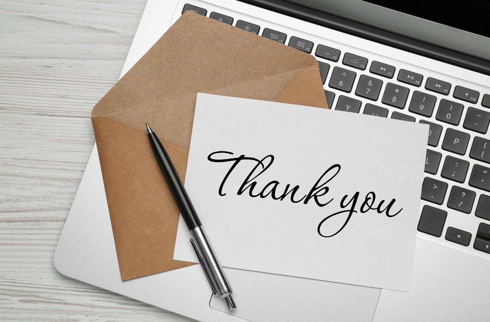 Thank you card on computer